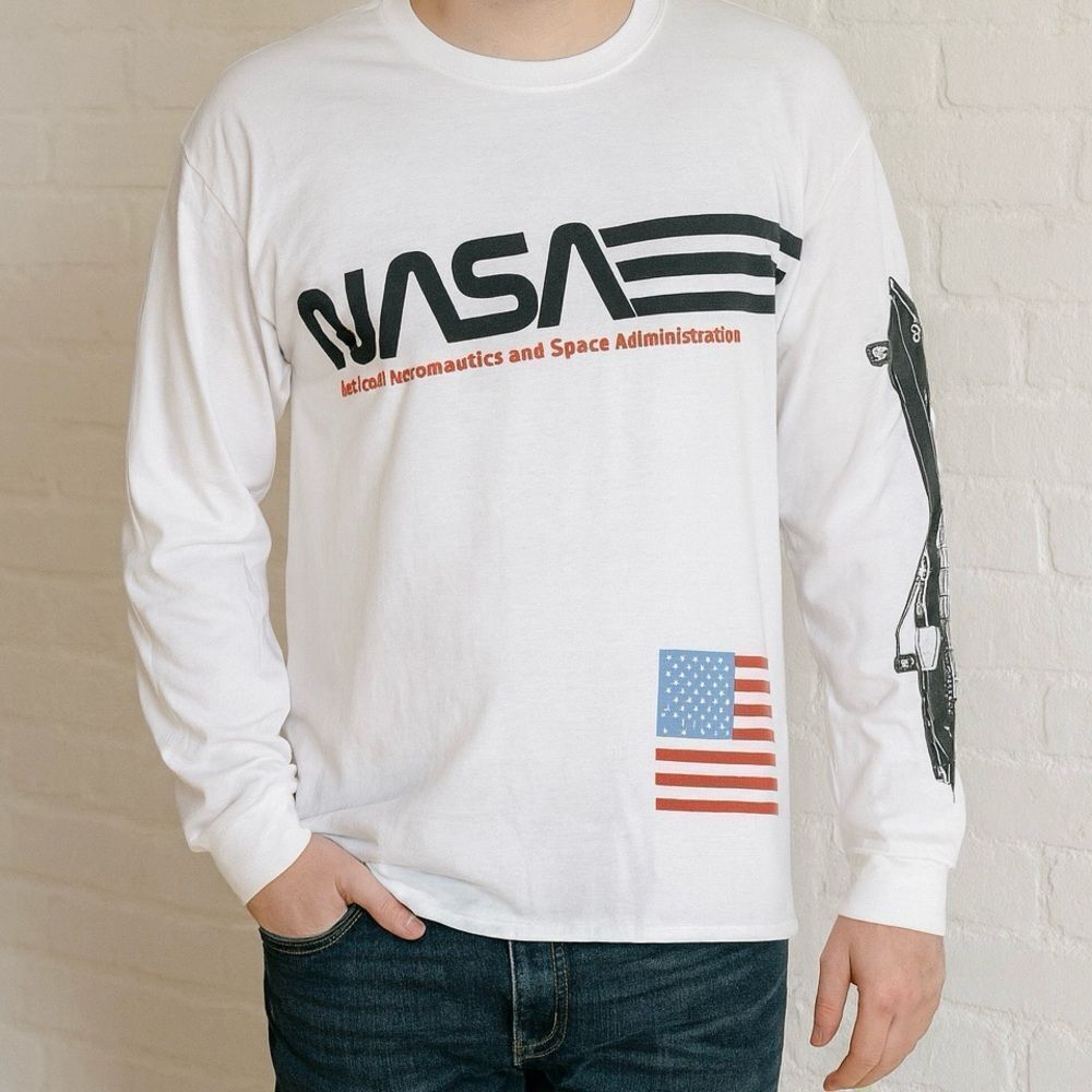 Freeze White NASA Graphic Long Sleeve Shirt